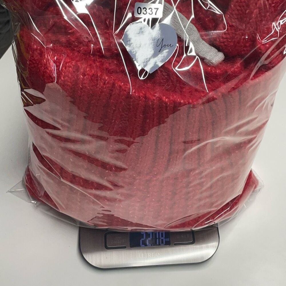 Aerie Offline Red and Gray Mixed Material Thick Knit Hoodie N0337 - Picture 8 of 8
